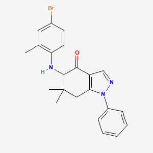 molecular formula C22H22BrN3O B8142417 5-(4-Bromo-2-methylanilino)-6,6-dimethyl-1-phenyl-5,7-dihydroindazol-4-one 