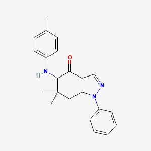 molecular formula C22H23N3O B8142442 6,6-Dimethyl-5-(4-methylanilino)-1-phenyl-5,7-dihydroindazol-4-one 