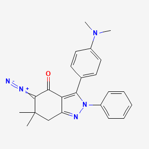 molecular formula C23H23N5O B8142493 5-diazo-3-[4-(dimethylamino)phenyl]-6,6-dimethyl-2-phenyl-7H-indazol-4-one 