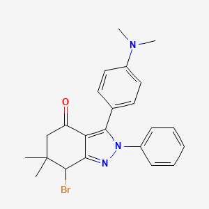 molecular formula C23H24BrN3O B8142499 7-Bromo-3-[4-(dimethylamino)phenyl]-6,6-dimethyl-2-phenyl-5,7-dihydroindazol-4-one 