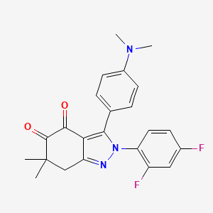 molecular formula C23H21F2N3O2 B8142505 2-(2,4-difluorophenyl)-3-[4-(dimethylamino)phenyl]-6,6-dimethyl-7H-indazole-4,5-dione 