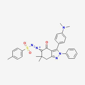 molecular formula C30H30N5O3S+ B8142511 [3-[4-(dimethylamino)phenyl]-6,6-dimethyl-4-oxo-2-phenyl-7H-indazol-5-ylidene]-(4-methylphenyl)sulfonyliminoazanium 