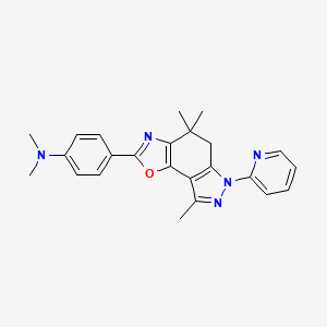molecular formula C24H25N5O B8142524 N,N-dimethyl-4-(4,4,8-trimethyl-6-pyridin-2-yl-5H-pyrazolo[3,4-g][1,3]benzoxazol-2-yl)aniline 