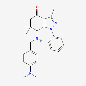 molecular formula C25H30N4O B8142534 7-[[4-(Dimethylamino)phenyl]methylamino]-3,6,6-trimethyl-1-phenyl-5,7-dihydroindazol-4-one 
