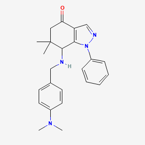 molecular formula C24H28N4O B8142538 7-[[4-(Dimethylamino)phenyl]methylamino]-6,6-dimethyl-1-phenyl-5,7-dihydroindazol-4-one 