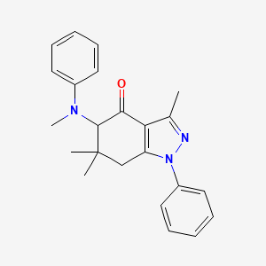 molecular formula C23H25N3O B8142550 3,6,6-trimethyl-5-(N-methylanilino)-1-phenyl-5,7-dihydroindazol-4-one 