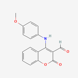 molecular formula C17H13NO4 B8142570 3-Formyl-4-(4-methoxyanilino)-2H-1-benzopyran-2-one 