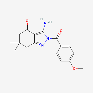 molecular formula C17H19N3O3 B8142572 3-Amino-2-(4-methoxybenzoyl)-6,6-dimethyl-5,7-dihydroindazol-4-one 