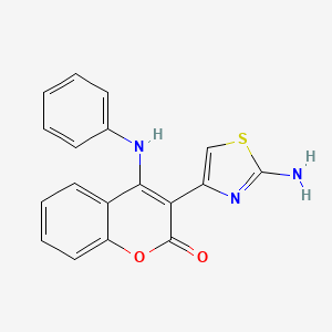 molecular formula C18H13N3O2S B8142603 3-(2-Amino-1,3-thiazol-4-yl)-4-anilinochromen-2-one 