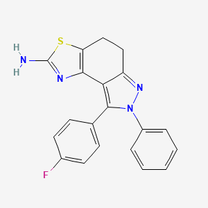 molecular formula C20H15FN4S B8142613 8-(4-Fluorophenyl)-7-phenyl-4,5-dihydropyrazolo[4,3-e][1,3]benzothiazol-2-amine 