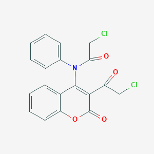 molecular formula C19H13Cl2NO4 B8142621 2-chloro-N-[3-(2-chloroacetyl)-2-oxochromen-4-yl]-N-phenylacetamide 