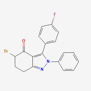 molecular formula C19H14BrFN2O B8142652 5-bromo-3-(4-fluorophenyl)-2-phenyl-6,7-dihydro-5H-indazol-4-one 