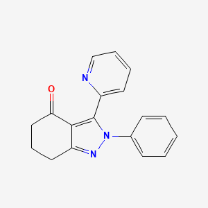 molecular formula C18H15N3O B8142685 2-phenyl-3-pyridin-2-yl-6,7-dihydro-5H-indazol-4-one 