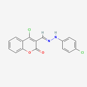 4-chloro-3-[(E)-[(4-chlorophenyl)hydrazinylidene]methyl]chromen-2-one