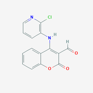 molecular formula C15H9ClN2O3 B8142714 4-[(2-Chloropyridin-3-yl)amino]-2-oxochromene-3-carbaldehyde 