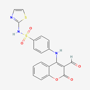 molecular formula C19H13N3O5S2 B8142720 4-[(3-formyl-2-oxochromen-4-yl)amino]-N-(1,3-thiazol-2-yl)benzenesulfonamide 