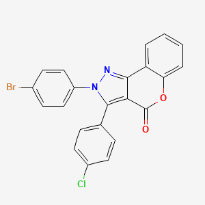 molecular formula C22H12BrClN2O2 B8142759 2-(4-Bromophenyl)-3-(4-chlorophenyl)chromeno[4,3-c]pyrazol-4-one 