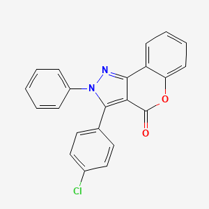 molecular formula C22H13ClN2O2 B8142760 2-Phenyl-3-(4-chlorophenyl)[1]benzopyrano[4,3-c]pyrazole-4(2H)-one 