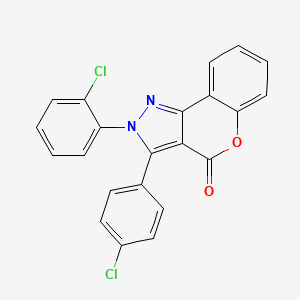 molecular formula C22H12Cl2N2O2 B8142766 2-(2-Chlorophenyl)-3-(4-chlorophenyl)chromeno[4,3-c]pyrazol-4-one 