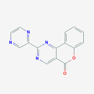 molecular formula C15H8N4O2 B8142792 2-Pyrazin-2-ylchromeno[4,3-d]pyrimidin-5-one 