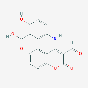 molecular formula C17H11NO6 B8142832 5-[(3-Formyl-2-oxochromen-4-yl)amino]-2-hydroxybenzoic acid 