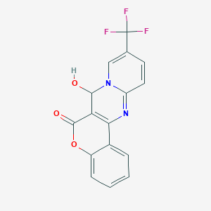 molecular formula C16H9F3N2O3 B8142846 11-Hydroxy-14-(trifluoromethyl)-8-oxa-12,18-diazatetracyclo[8.8.0.02,7.012,17]octadeca-1(10),2,4,6,13,15,17-heptaen-9-one 