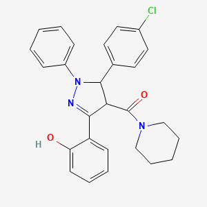 molecular formula C27H26ClN3O2 B8142882 [3-(4-Chlorophenyl)-5-(2-hydroxyphenyl)-2-phenyl-3,4-dihydropyrazol-4-yl]-piperidin-1-ylmethanone 