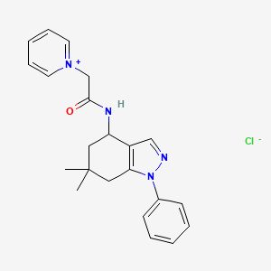 molecular formula C22H25ClN4O B8142903 N-(6,6-dimethyl-1-phenyl-5,7-dihydro-4H-indazol-4-yl)-2-pyridin-1-ium-1-ylacetamide;chloride 