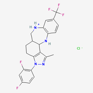 molecular formula C22H20ClF5N4 B8142924 15-(2,4-Difluorophenyl)-17-methyl-6-(trifluoromethyl)-2,15,16-triaza-9-azoniatetracyclo[9.7.0.03,8.014,18]octadeca-3(8),4,6,14(18),16-pentaene;chloride 