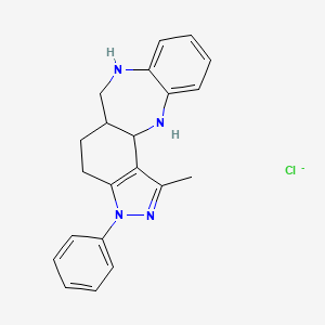 molecular formula C21H22ClN4- B8142930 17-Methyl-15-phenyl-2,9,15,16-tetrazatetracyclo[9.7.0.03,8.014,18]octadeca-3,5,7,14(18),16-pentaene;chloride 