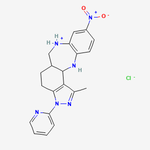 molecular formula C20H21ClN6O2 B8142963 17-Methyl-6-nitro-15-pyridin-2-yl-2,15,16-triaza-9-azoniatetracyclo[9.7.0.03,8.014,18]octadeca-3(8),4,6,14(18),16-pentaene;chloride 