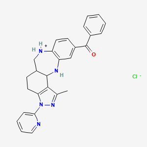 molecular formula C27H26ClN5O B8142970 (17-Methyl-15-pyridin-2-yl-2,15,16-triaza-9-azoniatetracyclo[9.7.0.03,8.014,18]octadeca-3(8),4,6,14(18),16-pentaen-5-yl)-phenylmethanone;chloride 