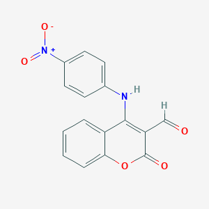 molecular formula C16H10N2O5 B8142992 4-(4-Nitroanilino)-2-oxochromene-3-carbaldehyde 