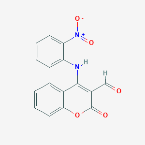 molecular formula C16H10N2O5 B8142996 4-(2-Nitroanilino)-2-oxochromene-3-carbaldehyde 