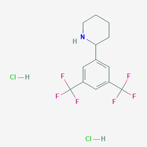 molecular formula C13H15Cl2F6N B8143130 2-[3,5-Bis(trifluoromethyl)phenyl]piperidine;dihydrochloride 