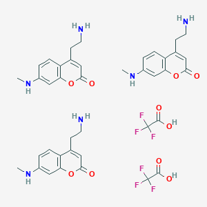 molecular formula C40H44F6N6O10 B8143285 4-(2-Aminoethyl)-7-(methylamino)chromen-2-one;2,2,2-trifluoroacetic acid 