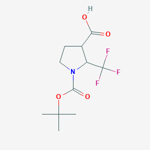 molecular formula C11H16F3NO4 B8143354 2-Trifluoromethyl-pyrrolidine-1,3-dicarboxylic acid 1-tert-butyl ester 
