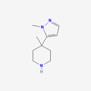 molecular formula C10H17N3 B8143540 4-methyl-4-(1-methyl-1H-pyrazol-5-yl)piperidine 