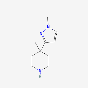 molecular formula C10H17N3 B8143543 4-methyl-4-(1-methyl-1H-pyrazol-3-yl)piperidine 