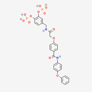 molecular formula C28H26N2O12P2 B8143676 Benzamide, 4-[2-[[[3,4-bis(phosphonooxy)phenyl]methyl]amino]-2-oxoethoxy]-N-(4-phenoxyphenyl)- CAS No. 2097938-74-2