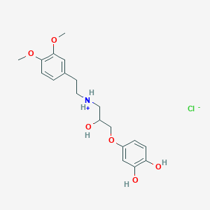 molecular formula C19H26ClNO6 B8143699 [3-(3,4-Dihydroxyphenoxy)-2-hydroxypropyl]-[2-(3,4-dimethoxyphenyl)ethyl]azanium;chloride 