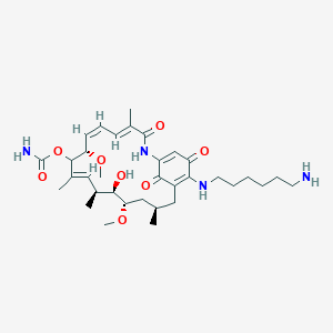 molecular formula C34H52N4O8 B8143729 [(4E,6Z,8S,10E,12S,13R,14S,16R)-19-(6-aminohexylamino)-13-hydroxy-8,14-dimethoxy-4,10,12,16-tetramethyl-3,20,22-trioxo-2-azabicyclo[16.3.1]docosa-1(21),4,6,10,18-pentaen-9-yl] carbamate 