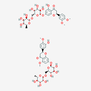 molecular formula C58H72O30 B8143741 (2S)-2-(3,4-dimethoxyphenyl)-5-hydroxy-7-[(2S,3R,4S,5S,6R)-3,4,5-trihydroxy-6-[[(2R,3R,4R,5R,6S)-3,4,5-trihydroxy-6-methyloxan-2-yl]oxymethyl]oxan-2-yl]oxy-2,3-dihydrochromen-4-one;(2S)-2-(3-hydroxy-4-methoxyphenyl)-5-methoxy-7-[(2S,3R,4S,5S,6R)-3,4,5-trihydroxy-6-[[(2R,3R,4R,5R,6S)-3,4,5-trihydroxy-6-methyloxan-2-yl]oxymethyl]oxan-2-yl]oxy-2,3-dihydrochromen-4-one 
