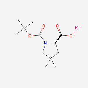 molecular formula C12H18KNO4 B8143762 Potassium (R)-5-(tert-butoxycarbonyl)-5-azaspiro[2.4]heptane-6-carboxylic acid 