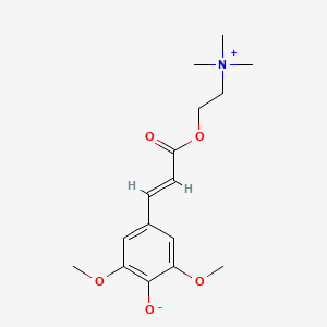 molecular formula C16H23NO5 B8143767 2,6-dimethoxy-4-[(E)-3-oxo-3-[2-(trimethylazaniumyl)ethoxy]prop-1-enyl]phenolate 