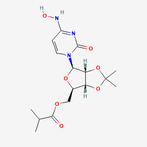 molecular formula C16H23N3O7 B8143793 [(3aR,4R,6R,6aR)-6-[(4E)-4-(hydroxyimino)-2-oxo-1,2,3,4-tetrahydropyrimidin-1-yl]-2,2-dimethyl-tetrahydro-2H-furo[3,4-d][1,3]dioxol-4-yl]methyl 2-methylpropanoate 