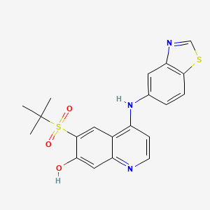 molecular formula C20H19N3O3S2 B8143894 4-(Benzo[d]thiazol-5-ylamino)-6-(tert-butylsulfonyl)quinolin-7-ol 