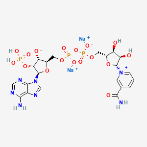 molecular formula C21H26N7Na2O17P3 B8143948 disodium;[[(2R,3R,4R,5R)-5-(6-aminopurin-9-yl)-3-oxido-4-phosphonooxyoxolan-2-yl]methoxy-oxidophosphoryl] [(2R,3S,4R,5R)-5-(3-carbamoylpyridin-1-ium-1-yl)-3,4-dihydroxyoxolan-2-yl]methyl phosphate 