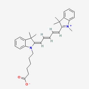 molecular formula C32H38N2O2 B8143995 6-[(2E)-3,3-dimethyl-2-[(2E,4E)-5-(1,3,3-trimethylindol-1-ium-2-yl)penta-2,4-dienylidene]indol-1-yl]hexanoate 