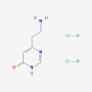 molecular formula C6H11Cl2N3O B8144002 6-(2-Aminoethyl)pyrimidin-4-OL 2hcl 